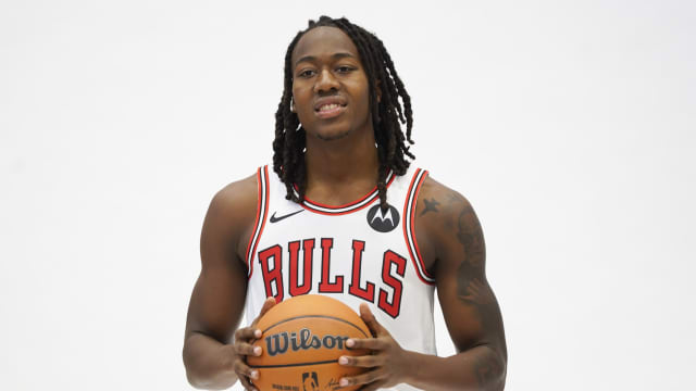 Chicago Bulls guard Ayo Dosunmu (12) during Chicago Bulls Media Day at Advocate Center.